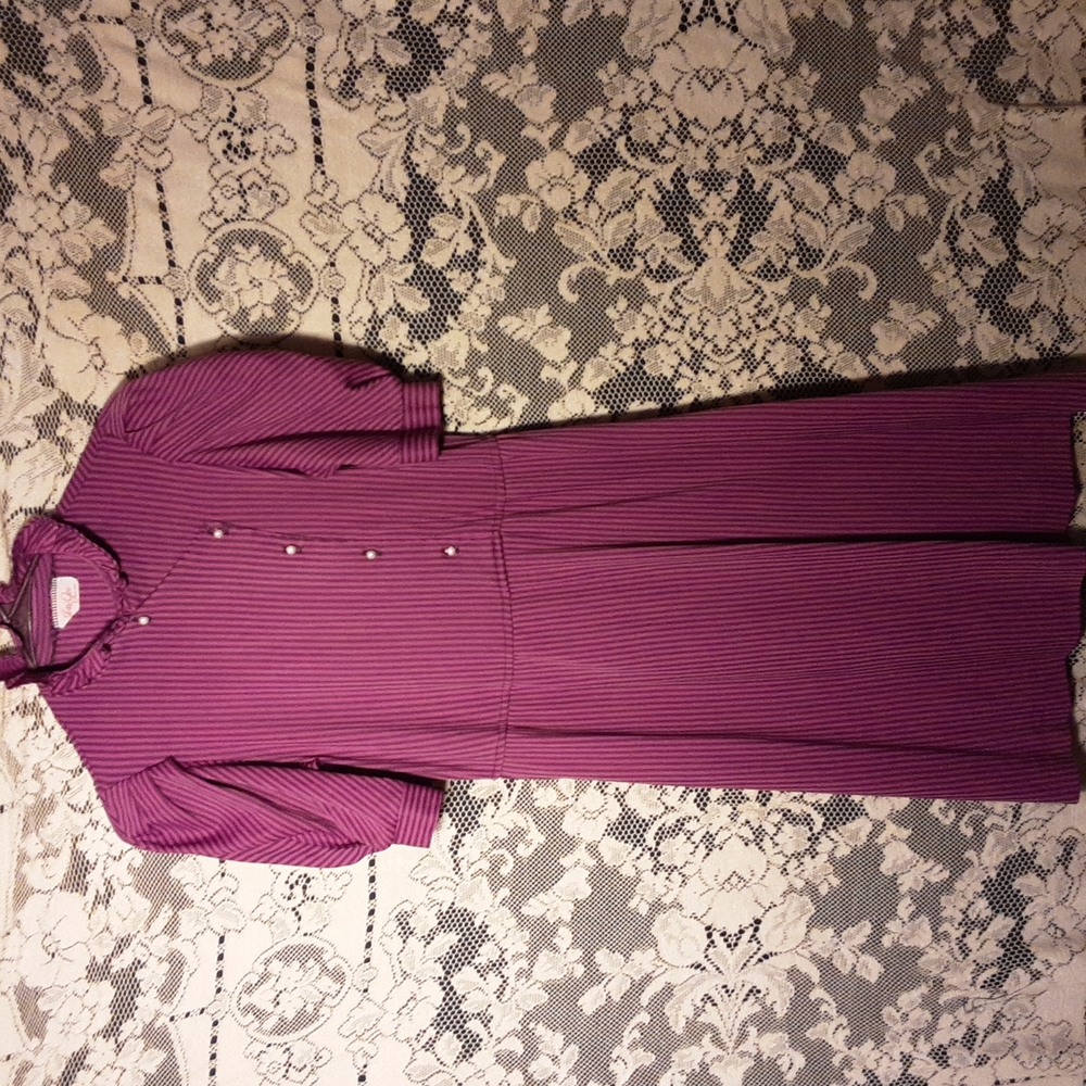 Vintage Women's Dress Babydoll Kawaii Candy Magenta Pink Stripes 6 med